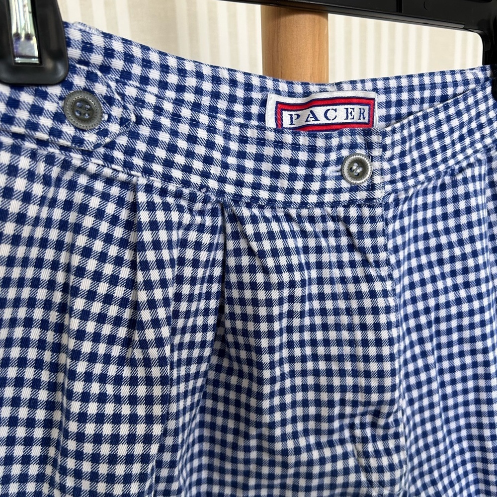 Vintage Pacer Blue and White Gingham Women's Shorts Size 16 High Waist - Picture 3 of 8